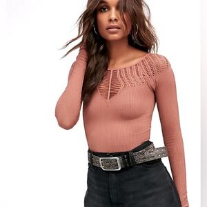 Free People Intimately Cut Out Neck Top in Henna Size X-Small